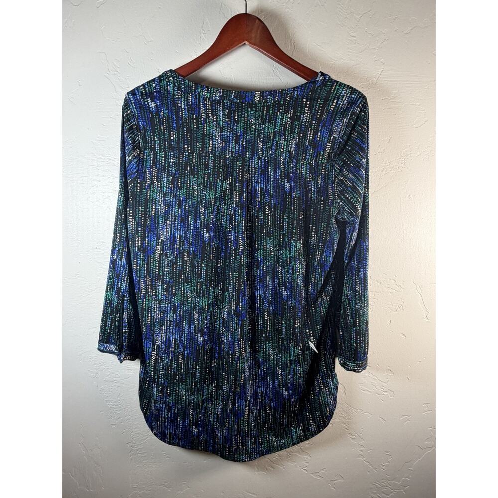 Women’s Dana Buchman Size Large Loose Fit, Split Neck , Abstract Long Sleeve Top - Picture 4 of 8